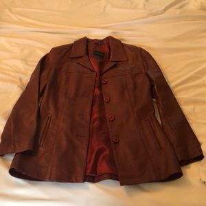 Authentic leather jacket in crimson.